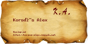 Korsós Alex névjegykártya